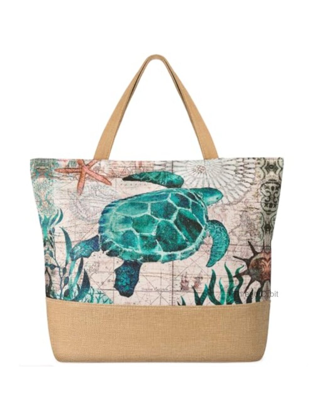 Waterproof Straw Beach Tote Bag with Zipper, Large Capacity Jute Handbag for